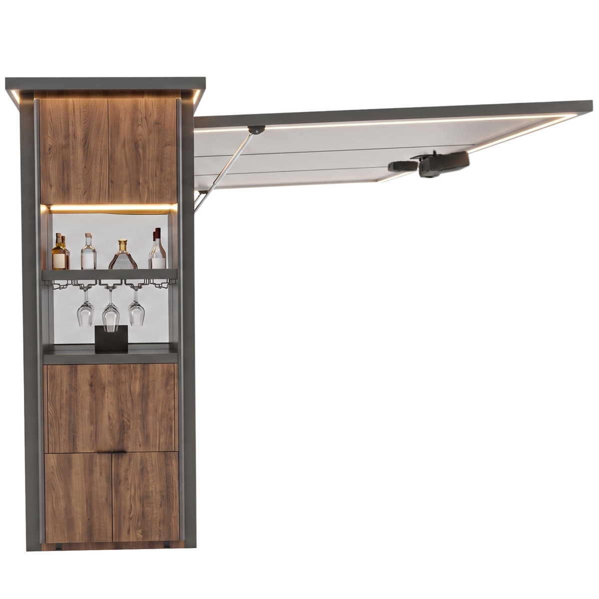 OLEA 36 Grey outdoor kitchen pod, 3.2 m, canopy open