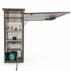 OLEA 36 Grey outdoor kitchen pod, 3.2 m, canopy open