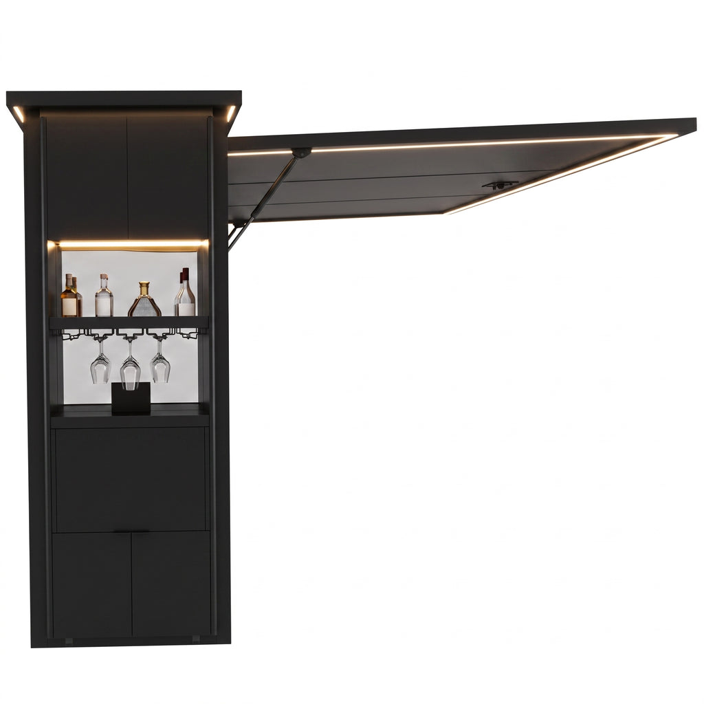 OLEA 38 Black outdoor kitchen pod, 3.9 m, canopy open
