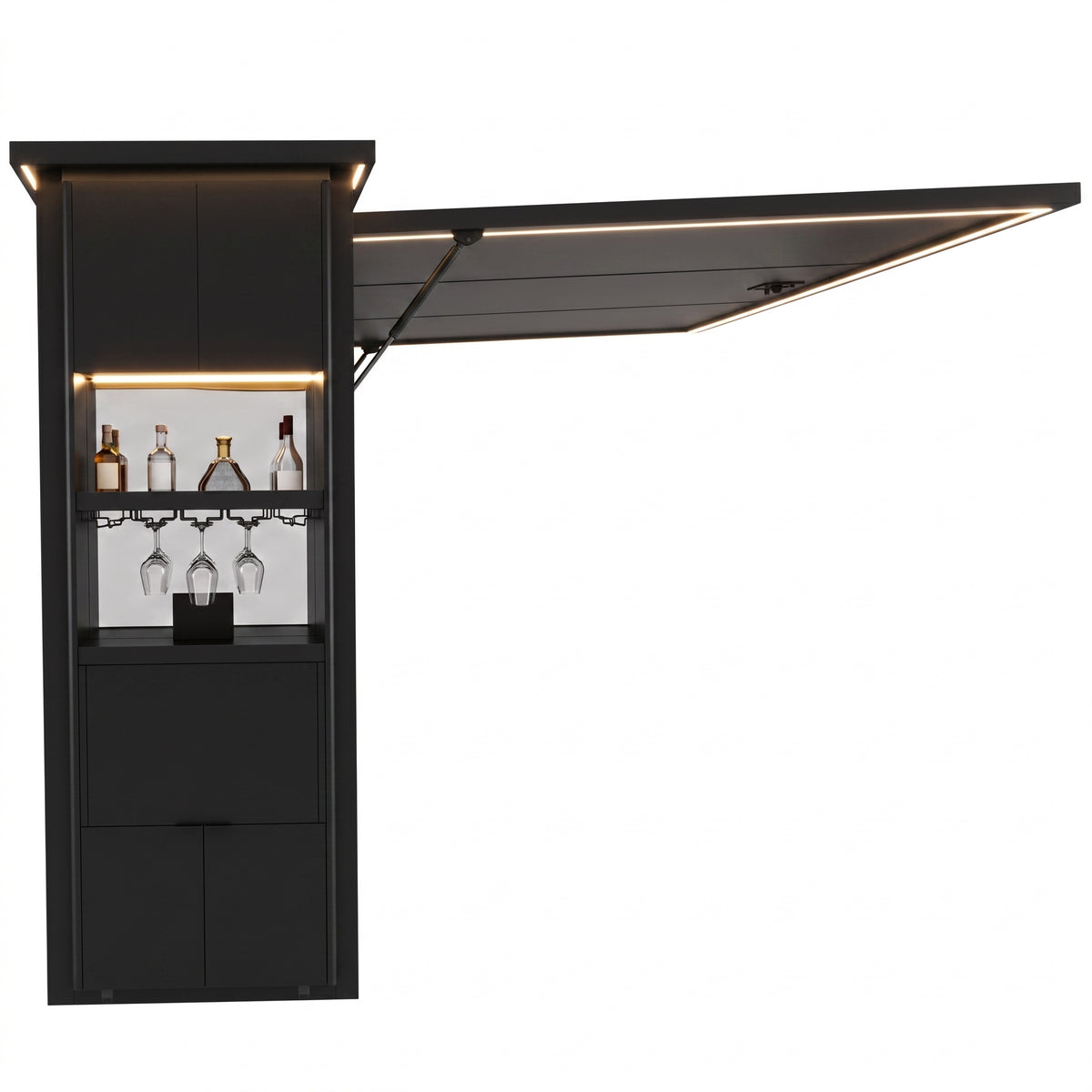 OLEA 38 Black outdoor kitchen pod, 3.9 m, canopy open