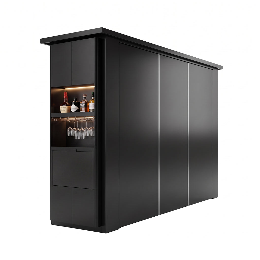 OLEA 38 Black outdoor kitchen pod, 3.9 m, canopy open