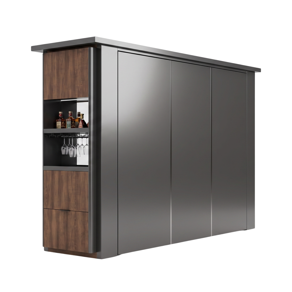 OLEA 38 Grey outdoor kitchen pod, 3.9 m, canopy open