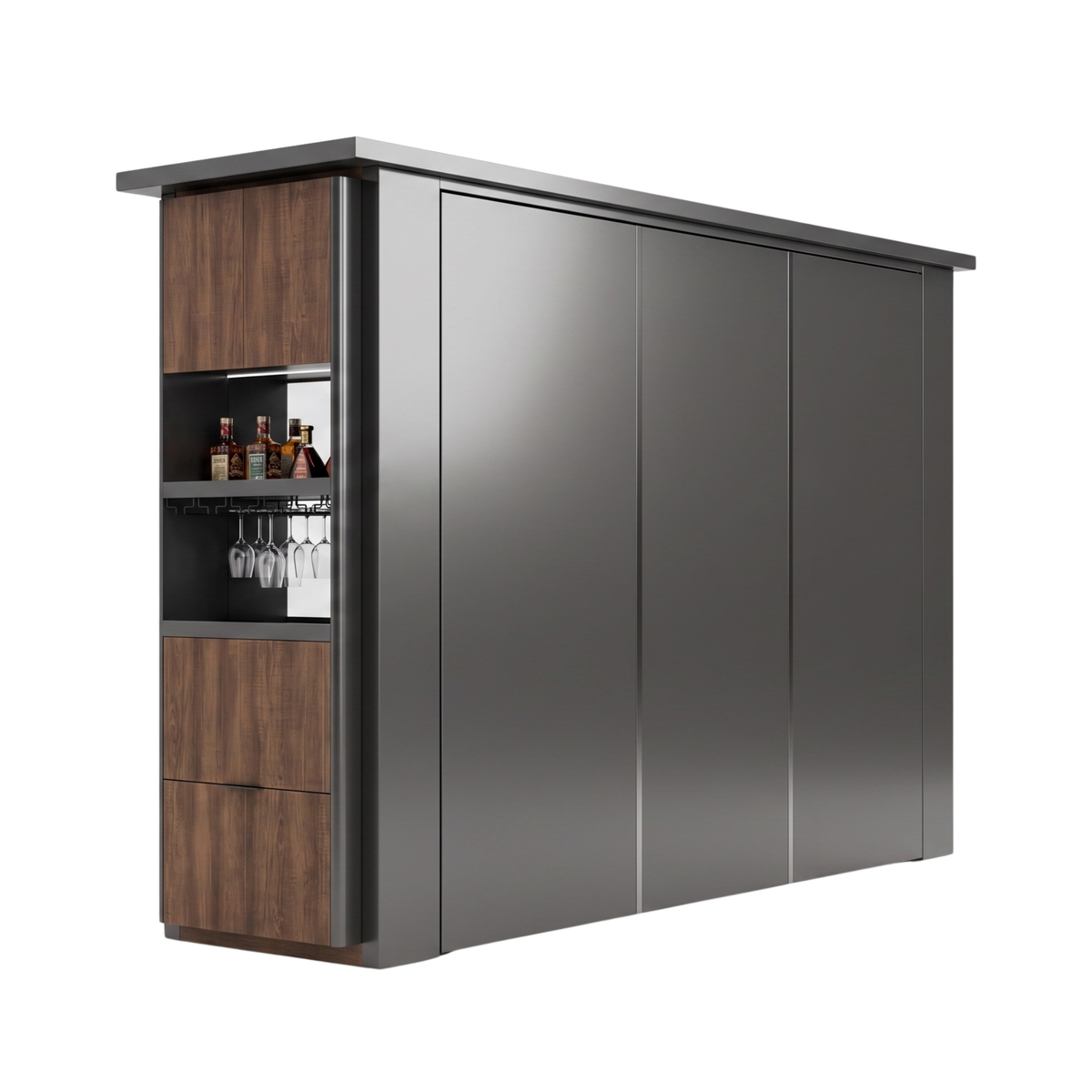 OLEA 38 Grey outdoor kitchen pod, 3.9 m, canopy open
