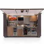 OLEA 38 Grey outdoor kitchen pod, 3.9 m, canopy open