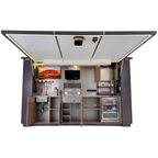 OLEA 38 Grey outdoor kitchen pod, 3.9 m, canopy open
