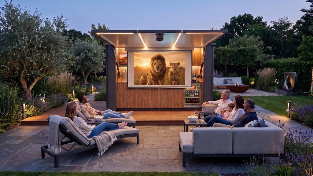 OLEA 38 Grey outdoor kitchen pod in an Australian garden