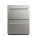 OLEA outdoor fridge, stainless steel double drawer front, closed