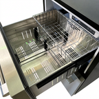 Removable chrome wire basket and perforated stainless steel drawer base