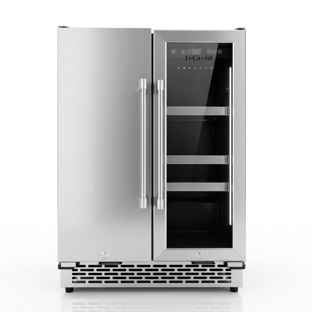 Outdoor wine and beverage cabinet 60cm, front view, doors closed