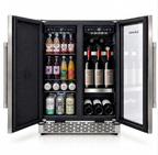 Both compartments of the 60cm dual zone cabinet open and fully loaded