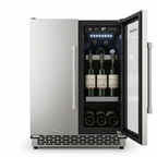 Glass beverage door open on the outdoor dual zone cabinet