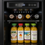 Digital control panel above the beverage shelf of the dual zone cabinet