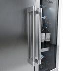 Stainless steel bar handles and glass door detail