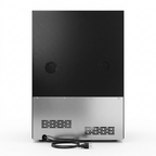 Rear of the 60cm dual zone cabinet with ventilation grille and power lead